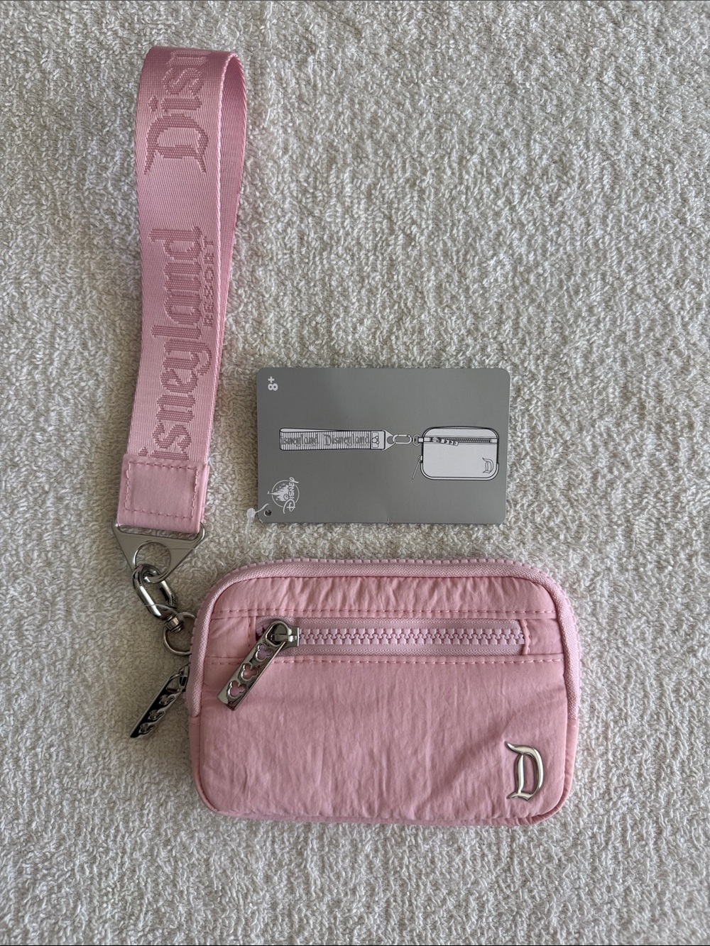 Disney Disneyland Resort Light Pink Wristlet Card Pouch with Strap